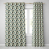 Elegant Blue Gold Ornate Heart Scrollwork Romantic Seamless  Readymade Eyelet Ring Top Thermal 100% Blackout Curtains