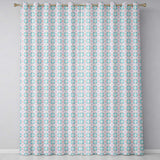 Pastel Floral Geometric Tile Pink Teal Seamless  Readymade Eyelet Ring Top Thermal 100% Blackout Curtains