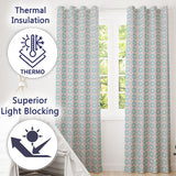 Pastel Floral Geometric Tile Pink Teal Seamless  Readymade Eyelet Ring Top Thermal 100% Blackout Curtains