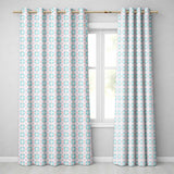 Pastel Floral Geometric Tile Pink Teal Seamless  Readymade Eyelet Ring Top Thermal 100% Blackout Curtains