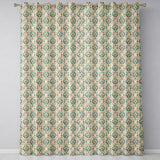 Classic Blue White Tile Floral Portuguese Style Seamless  Readymade Eyelet Ring Top Thermal 100% Blackout Curtains