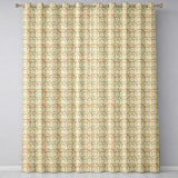 Neutral Beige and Ochre Elegant Floral Tile  with Subtle Vintage Symmetry  Readymade Eyelet Ring Top Thermal 100% Blackout Curtains