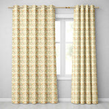 Neutral Beige and Ochre Elegant Floral Tile  with Subtle Vintage Symmetry  Readymade Eyelet Ring Top Thermal 100% Blackout Curtains