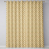 Golden Brown Ornate Floral Tile  with Classic Symmetrical Design  Readymade Eyelet Ring Top Thermal 100% Blackout Curtains