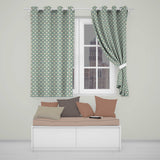 Teal and Red Ornamental Tile  with Symmetrical Vintage Floral Design  Readymade Eyelet Ring Top Thermal 100% Blackout Curtains