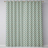 Teal and Red Ornamental Tile  with Symmetrical Vintage Floral Design  Readymade Eyelet Ring Top Thermal 100% Blackout Curtains