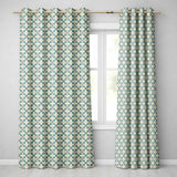 Teal and Red Ornamental Tile  with Symmetrical Vintage Floral Design  Readymade Eyelet Ring Top Thermal 100% Blackout Curtains