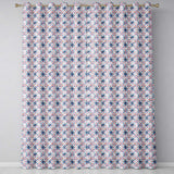 Red and Blue Classic Floral Tile  with Soft Vintage Symmetry  Readymade Eyelet Ring Top Thermal 100% Blackout Curtains