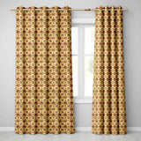 Vintage Floral Tile  in Warm Beige and Terracotta Geometric Repeat  Readymade Eyelet Ring Top Thermal 100% Blackout Curtains