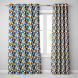 Artistic Ice Cream Cones Over Starry Night Inspired Blue Swirl Background  Readymade Eyelet Ring Top Thermal 100% Blackout Curtains