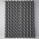Monochrome Ice Cream Cone  on Black with Swirl Texture Background  Readymade Eyelet Ring Top Thermal 100% Blackout Curtains