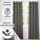 Monochrome Ice Cream Cone  on Black with Swirl Texture Background  Readymade Eyelet Ring Top Thermal 100% Blackout Curtains