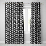 Monochrome Ice Cream Cone  on Black with Swirl Texture Background  Readymade Eyelet Ring Top Thermal 100% Blackout Curtains
