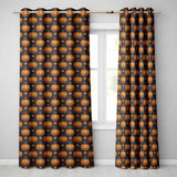 Ornate Halloween Pumpkin Motif with Swirls on Black Background  Readymade Eyelet Ring Top Thermal 100% Blackout Curtains