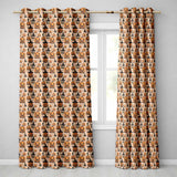 Halloween Pumpkins with Witch Hats and Stars on Vintage Background  Readymade Eyelet Ring Top Thermal 100% Blackout Curtains