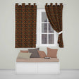 Hanging Pumpkins with Teal Accents on Dark Striped Background  Readymade Eyelet Ring Top Thermal 100% Blackout Curtains