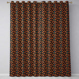 Hanging Pumpkins with Teal Accents on Dark Striped Background  Readymade Eyelet Ring Top Thermal 100% Blackout Curtains
