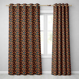 Hanging Pumpkins with Teal Accents on Dark Striped Background  Readymade Eyelet Ring Top Thermal 100% Blackout Curtains
