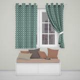 Elegant White Floral Lattice on Teal Geometric Background Seamless  Readymade Eyelet Ring Top Thermal 100% Blackout Curtains