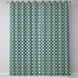 Elegant White Floral Lattice on Teal Geometric Background Seamless  Readymade Eyelet Ring Top Thermal 100% Blackout Curtains