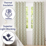 Elegant White Blossom Floral Branch  on Soft Neutral Background Seamless  Readymade Eyelet Ring Top Thermal 100% Blackout Curtains