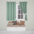 Red Jellyfish Cartoon Style on Teal Background Seamless Marine  Readymade Eyelet Ring Top Thermal 100% Blackout Curtains