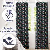 Luminous Red Jellyfish Floating in Dark Ocean Seamless Marine  Readymade Eyelet Ring Top Thermal 100% Blackout Curtains