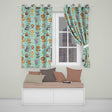 Cartoon Safari Animals with Stars on Mint Background Nursery  Readymade Eyelet Ring Top Thermal 100% Blackout Curtains