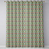 Floral Botanical Bush  with Yellow and Coral Blossoms Seamless Design  Readymade Eyelet Ring Top Thermal 100% Blackout Curtains