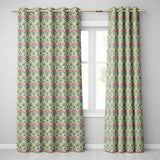 Floral Botanical Bush  with Yellow and Coral Blossoms Seamless Design  Readymade Eyelet Ring Top Thermal 100% Blackout Curtains