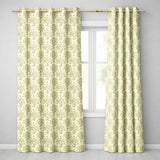 Vintage Floral Tree Design with Yellow Blossoms on Cream Background  Readymade Eyelet Ring Top Thermal 100% Blackout Curtains