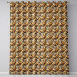 Detailed Botanical Branches with Orange Flowers and Birds Vintage Style  Readymade Eyelet Ring Top Thermal 100% Blackout Curtains