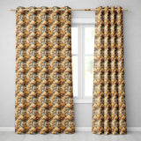 Detailed Botanical Branches with Orange Flowers and Birds Vintage Style  Readymade Eyelet Ring Top Thermal 100% Blackout Curtains