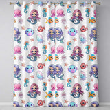 Cartoon Mermaid with Sea Creatures on Light Background Kids Design  Readymade Eyelet Ring Top Thermal 100% Blackout Curtains