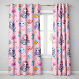 Cartoon Mermaid with Sea Creatures on Pink Background Playful Design  Readymade Eyelet Ring Top Thermal 100% Blackout Curtains