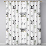 Panda Bamboo and Floral Minimal   on Neutral Beige Background  Readymade Eyelet Ring Top Thermal 100% Blackout Curtains
