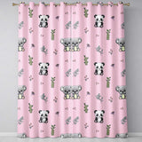 Panda Bamboo and Floral Minimal Seamless  on Soft Pink Background  Readymade Eyelet Ring Top Thermal 100% Blackout Curtains