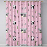 Panda Bamboo and Floral Minimal Seamless  on Blush Pink Background  Readymade Eyelet Ring Top Thermal 100% Blackout Curtains