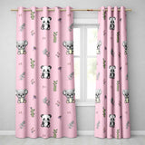 Panda Bamboo and Floral Minimal Seamless  on Blush Pink Background  Readymade Eyelet Ring Top Thermal 100% Blackout Curtains