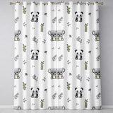 Panda Bamboo and Floral Minimal Seamless  on Clean White Background  Readymade Eyelet Ring Top Thermal 100% Blackout Curtains