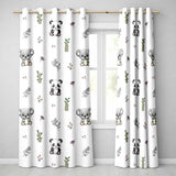 Panda Bamboo and Floral Minimal Seamless  on Clean White Background  Readymade Eyelet Ring Top Thermal 100% Blackout Curtains