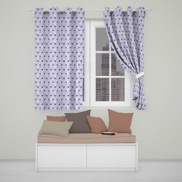 Artistic Lavender Floral  with Muted Tones and Fine Detail  Readymade Eyelet Ring Top Thermal 100% Blackout Curtains