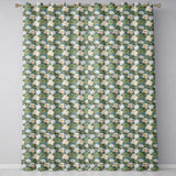 Traditional Lotus Pond Floral  with Calm Blue Background  Readymade Eyelet Ring Top Thermal 100% Blackout Curtains