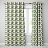 Traditional Lotus Pond Floral  with Calm Blue Background  Readymade Eyelet Ring Top Thermal 100% Blackout Curtains