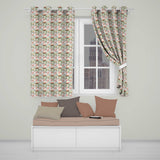 Soft Pastel Lotus Blossom  with Elegant Botanical Arrangement  Readymade Eyelet Ring Top Thermal 100% Blackout Curtains