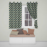 Cream Lotus Flowers on Deep Navy Background with Decorative Leaves  Readymade Eyelet Ring Top Thermal 100% Blackout Curtains