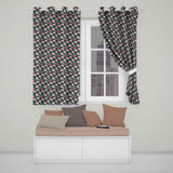 Bright Coral Lotus Floral  with Modern Botanical Style  Readymade Eyelet Ring Top Thermal 100% Blackout Curtains