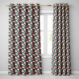 Bright Coral Lotus Floral  with Modern Botanical Style  Readymade Eyelet Ring Top Thermal 100% Blackout Curtains