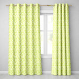 Elegant Green Damask Floral Vintage Seamless  Readymade Eyelet Ring Top Thermal 100% Blackout Curtains