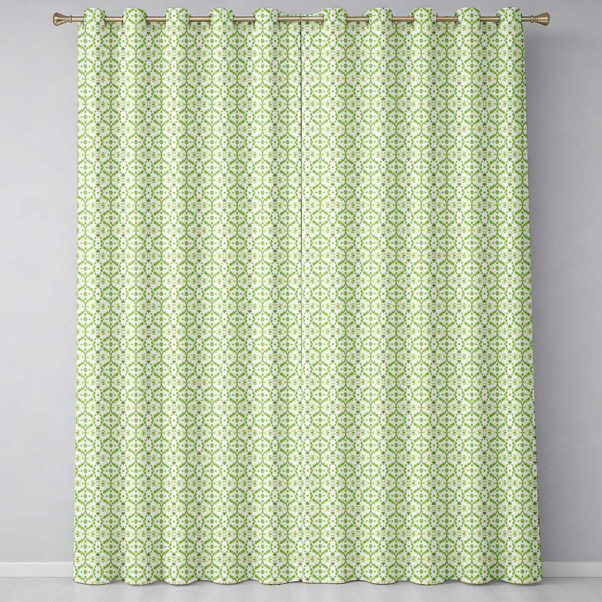 Dark Green Abstract Oil Paint Swirl Seamless  Readymade Eyelet Ring Top Thermal 100% Blackout Curtains